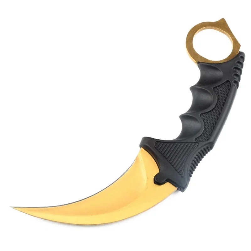 HS инструменты Открытый Csgo Karambit нож охотничьи ножи выживания тактический коготь нож Карманный Самообороны обидный походный инструмент - Цвет: Gold