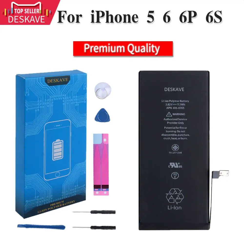 100% Новый оригинальный аккумулятор для телефона большой емкости iPhone 5 6 6P 6S сменные
