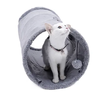 

Collapsible Cat Tunnel Crinkle Kitten Play Tube For Large Cats Dogs Bunnies With Ball Fun Cat Toys 2 Suede Peep Hole pet toys