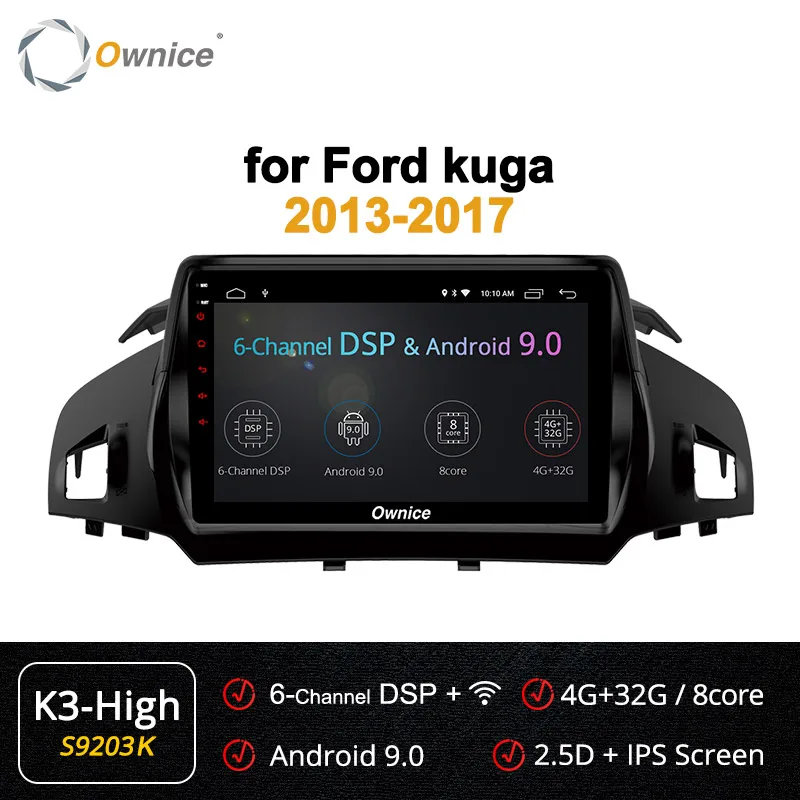S9203 K3-High Ownice K1 K2 K3 K5 K6 Восьмиядерный Android 9,0 автомобильный Радио плеер gps Navi для Ford Kuga 2013- 4G LTE DSP 360 Panorama - Цвет: S9203 K3-High