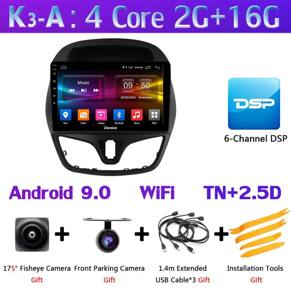 360°Pano ram ic Android 9,0 4G ram+ 64G rom gps Auto CarPlay SPDIF DSP Автомобильный плеер для Chevrolet Spark Beat Matiz- радио - Цвет: K3-A