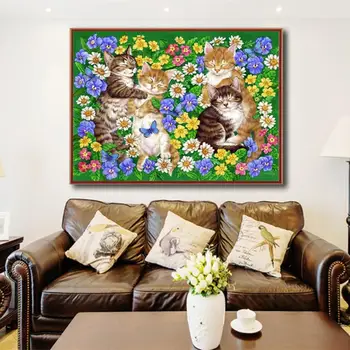

Full Drill Diamond Painting Animal Cat Cross Stitch Mosaic Kits Wall Arts Crafts Household 5D DIY Decorative Accessories