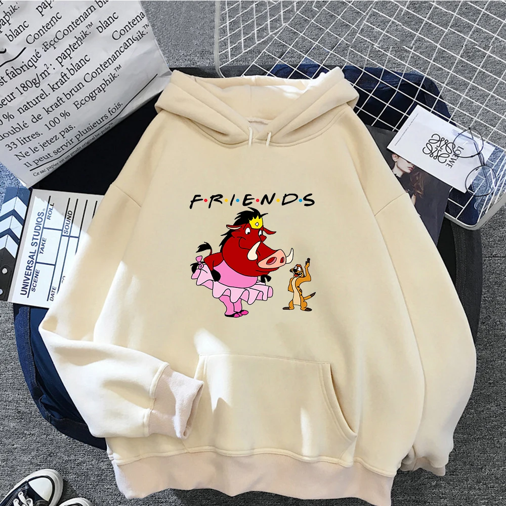 The Lion King Timon Pumbaa Hoodies Women Clothes Friends  Fashion Kawaii Pullover Cartoons Spring Khaki Femme Hooded Sweatshirts