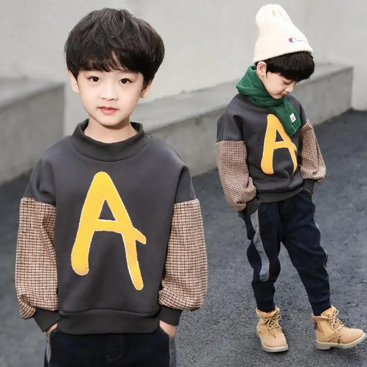 10.10th Boys Clothing Boys Fashion Sweatshirt Winter Thickening Children's Sweatshirt Size 110-160cm