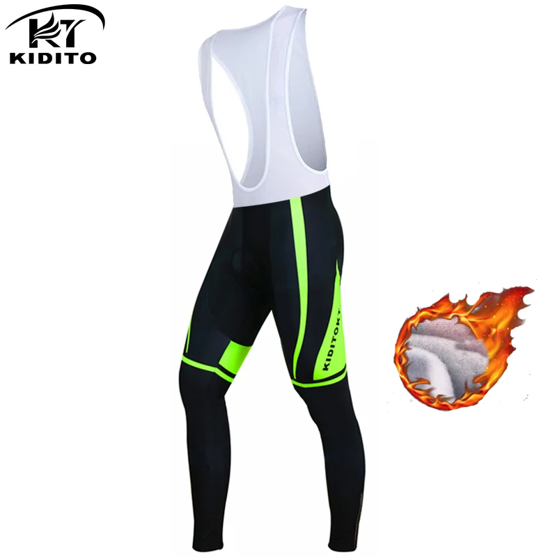 

KIDITOKT Long Cycling Bib Pants Bicycle Warm Winter Thermal Fleece sport 3D Gel Pad Bike Bib Tights Mtb Men Ropa Ciclismo