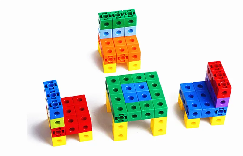 100pcs 10colors Multilink Linking Counting Cubes Snap Blocks Teaching Math Aids Manipulative Kids Early Education DIY Toy