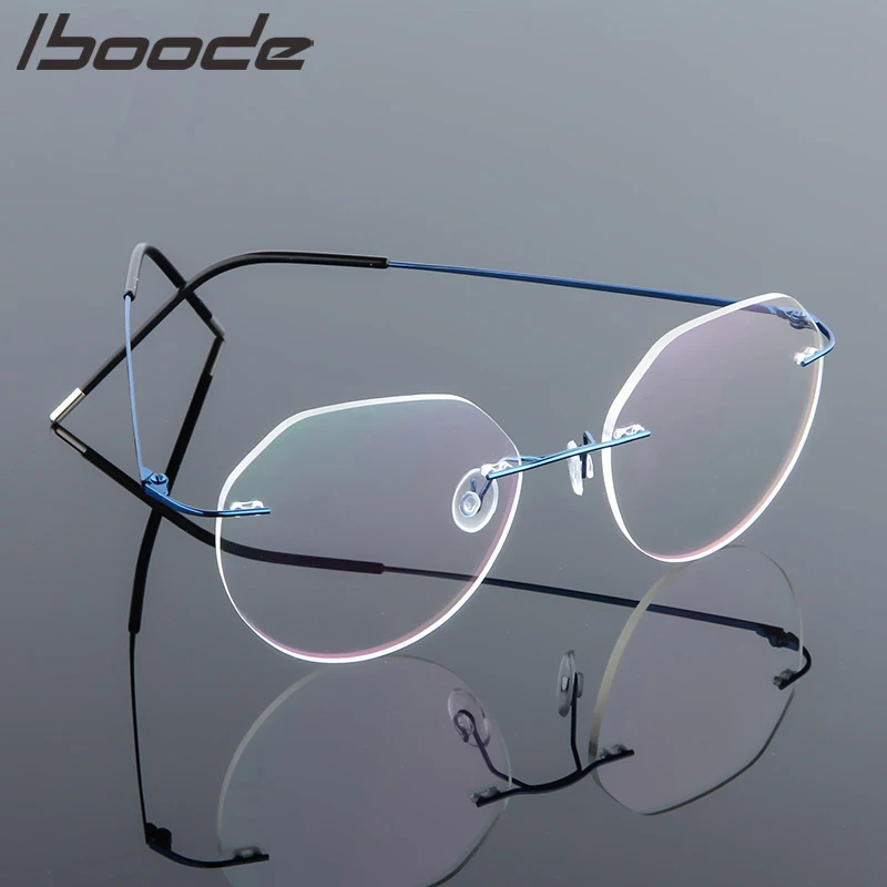 Iboode Ultralight Eyeglasses Frames Memory Titanium Rimless Reading Glasses Men & Women Presbyopic Eyeglasses Brand Design 2020