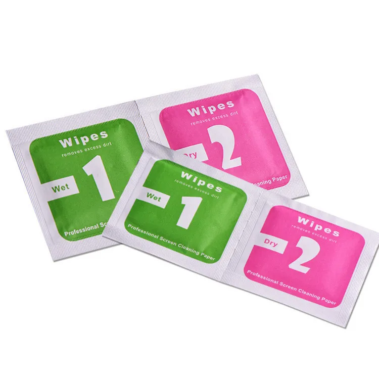 

200pcs Dry Wet Wipes 2 in 1 Alcohol Cleaning Cloths Tools For Tempered Glass Screen Protector Guard Film For All Mobile Phone