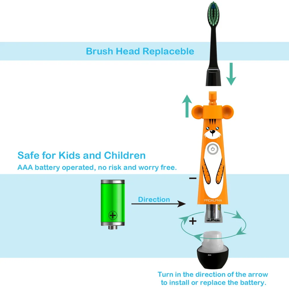 Proalpha Dental Children's electric toothbrush Automatic Ultrasonic Mini Tooth Brush head Teeth Cleaning For kid Teeth whitening Proalpha Dental Children's electric toothbrush Automatic Ultrasonic Mini Tooth Brush head Teeth Cleaning For kid Teeth whitening