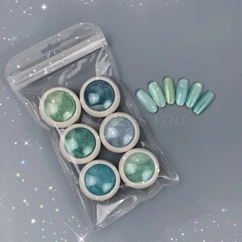 

0.5g*6 Boxes Set Nail Powder Glitters Gradient Holo Fairy Rainbow Nail Powder Chrome Dust Manicure Nail Art Decorations