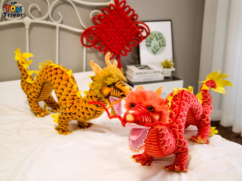 80 см Reallife китайский дракон плюшевая игрушка Triver мягкие животные куклы детские игрушки счастливый подарок домашний декор ремесла Прямая поставка