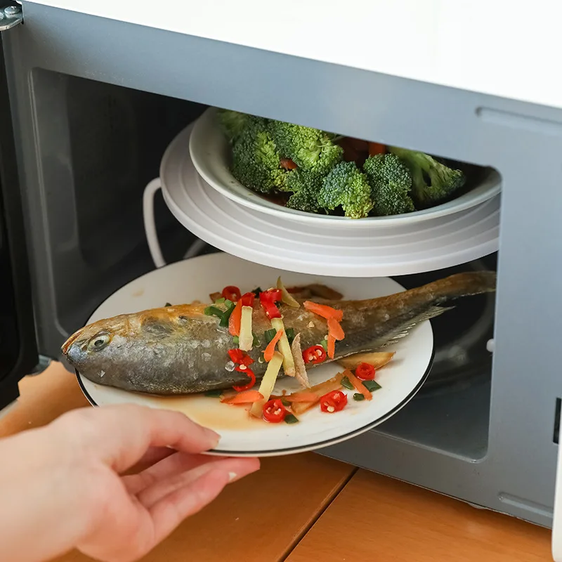 

Microwave Oven Heating Layered Steaming Rack Folding Kitchen Storage Rack Multi-functional Cooking Stand Kitchen Accessories