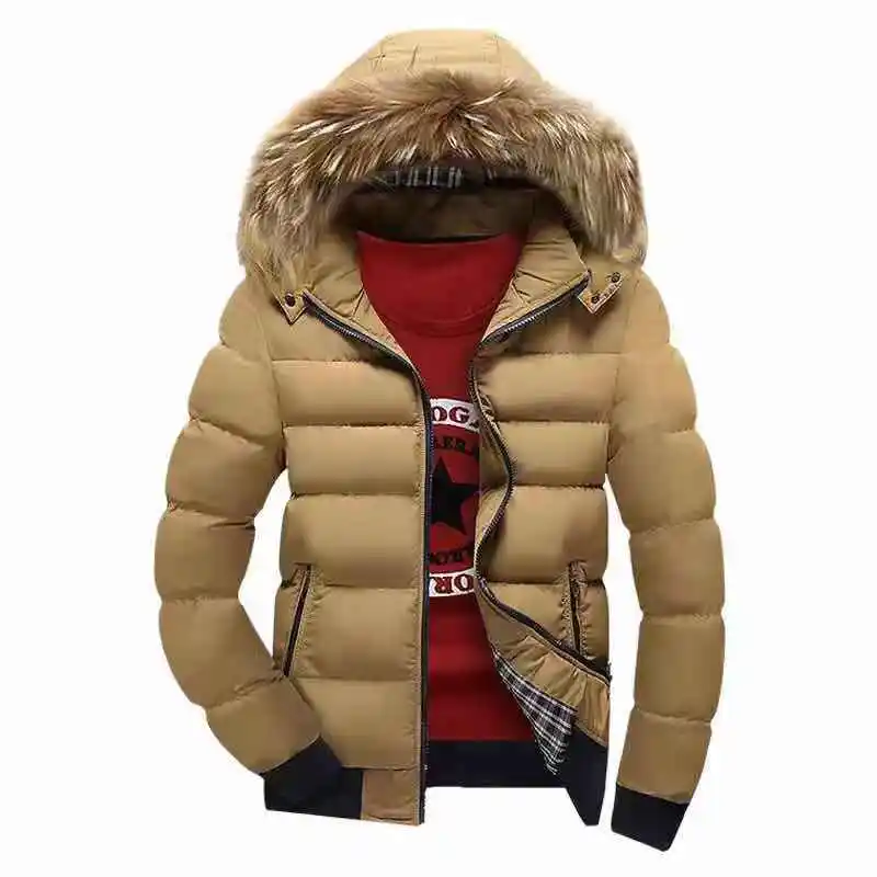 PA03 Khaki Мужской пуховик, зимняя новинка, мужская повседневная верхняя одежда с капюшоном, пальто, теплая меховая парка, пальто, мужские плотные флисовые куртки на молнии - Цвет: PA03 Khaki
