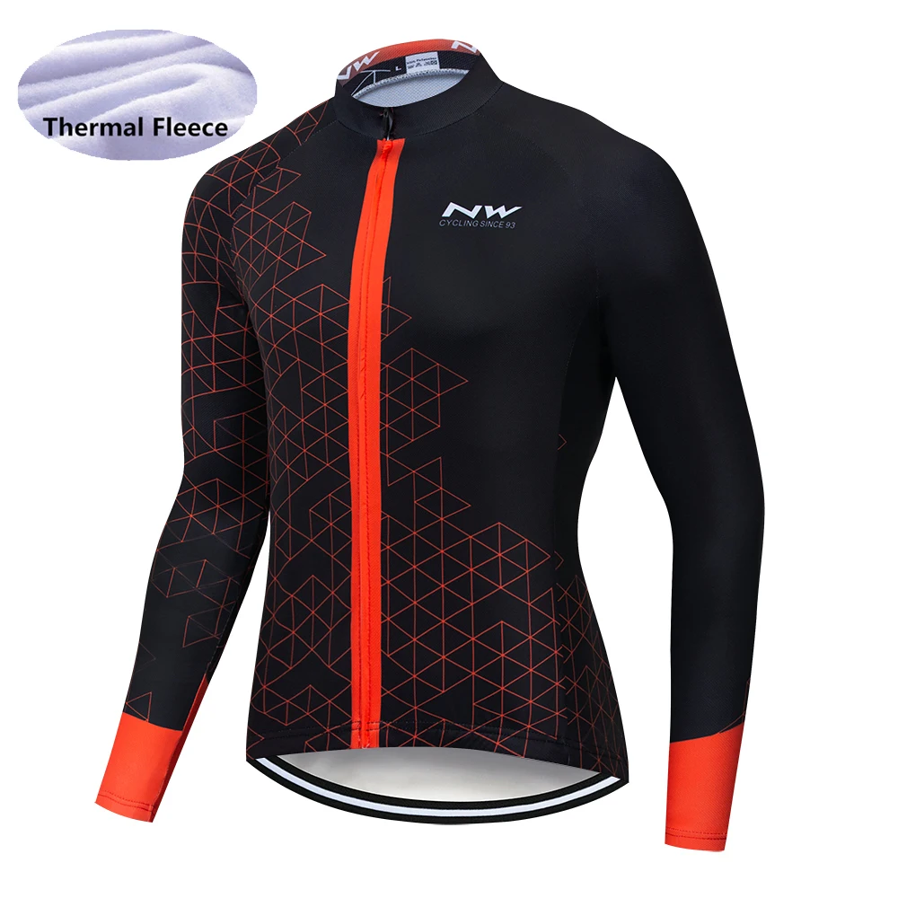 Cycling Jersey Pro Team NW Зимняя Теплая Флисовая велосипедная одежда для мужчин Northwave Джерси костюм для езды на велосипеде MTB Одежда комбинезон комплект - Цвет: Cycling Jersey