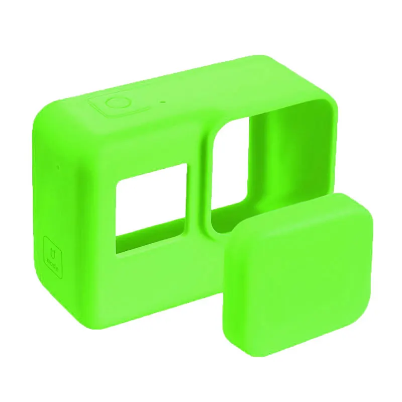 1 Set Green Аксессуары для Go Pro, чехол для экшн-камеры, защитный силиконовый чехол+ Крышка для объектива GoPro Hero 5 6 7 Black Hero camera - Цвет: 1 Set Green