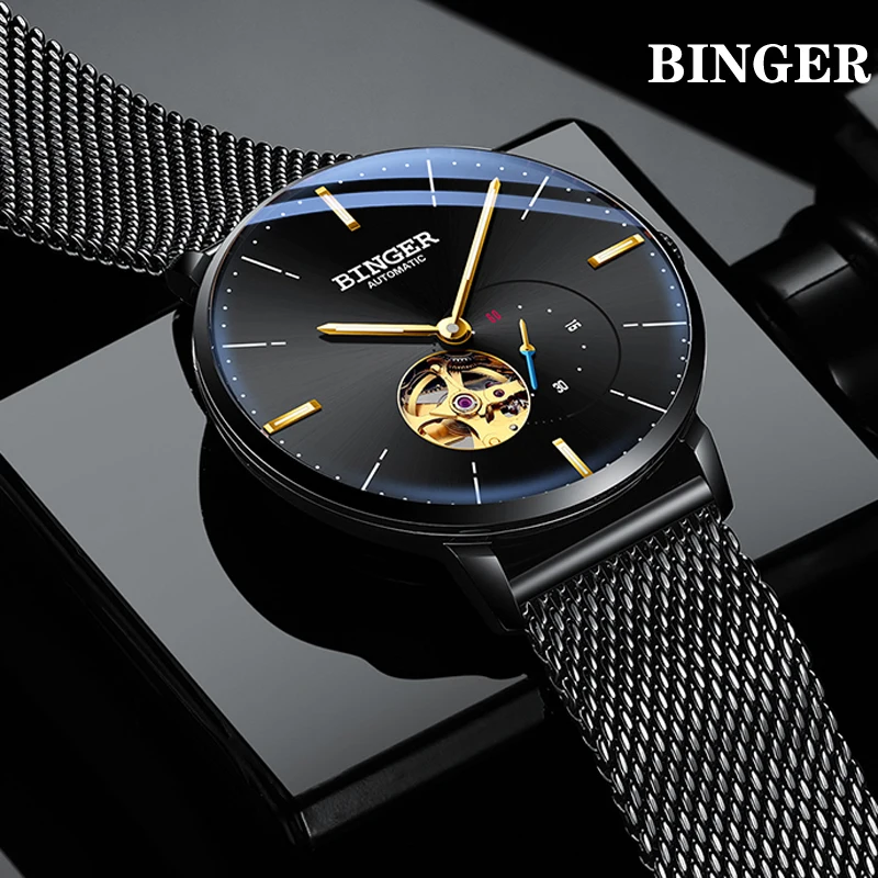 

BINGER Top Brand Luxury Men's Business Watch Steel Men Watch MIYOTA Automatic Mechanical Wirstwatch Waterproof relogio masculino