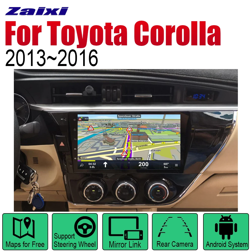 ZaiXi Android автомобильный Радио Стерео gps навигация для Toyota Corolla 2013~ Bluetooth wifi 2din автомобильный Радио мультимедийный плеер аудио