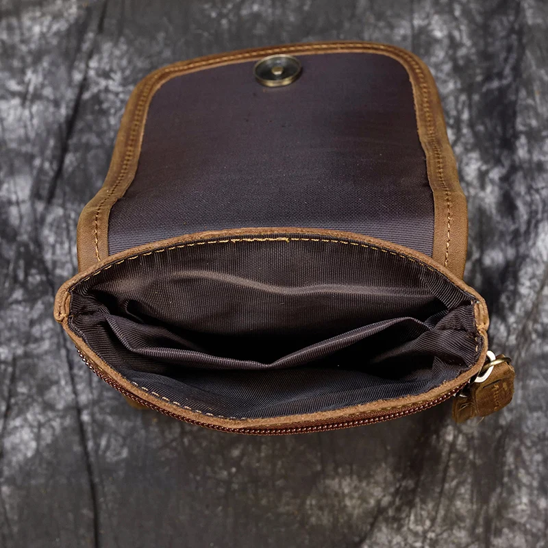 Мужская поясная сумка из натуральной кожи 2 использования Маленькая кожаная