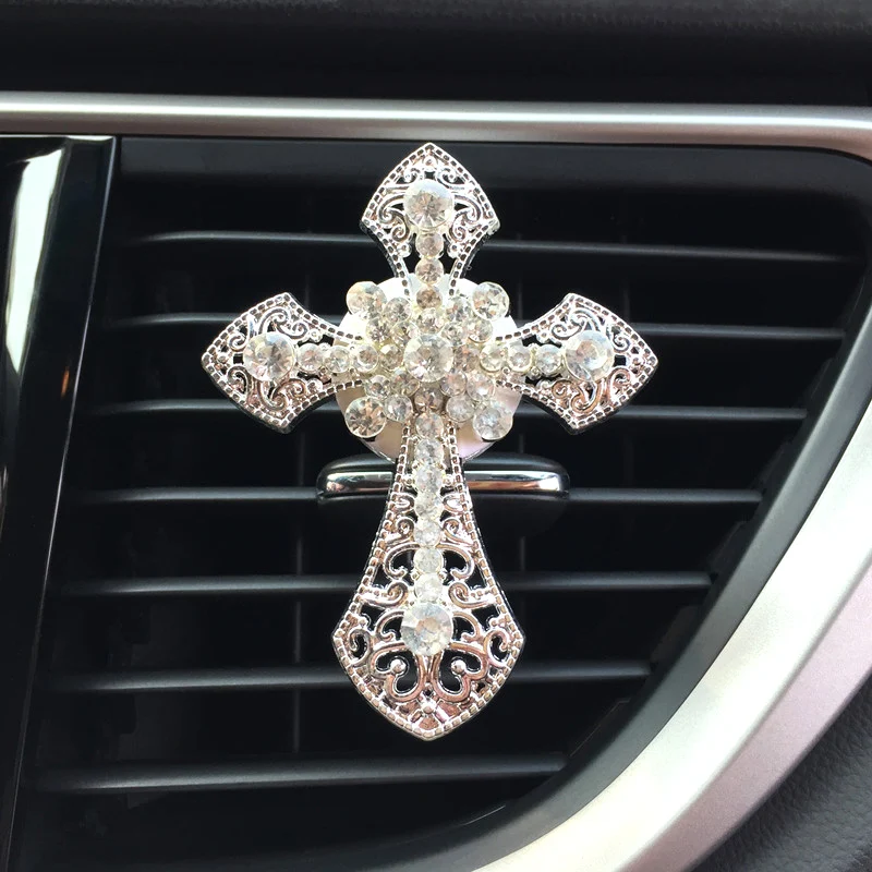 

Car Ornaments Diamond Cross Jesus Car Air Freshener Clip Car Aroma Diffuser Fragrances In Auto Accessories Interior Decoration