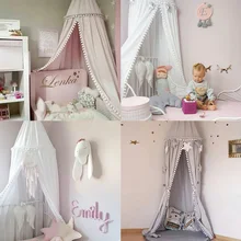 Хлопок Детская комната украшение москитная сетка занавес для детской кровати навес круглый для кроватки сетка палатка фотографии реквизит