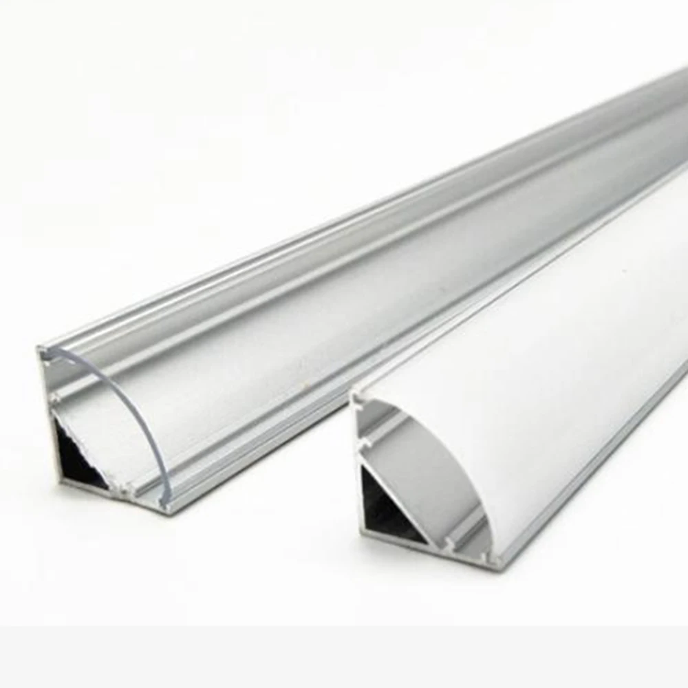 

90 degree profile 1-20pcs 50cm led bar light housing V shape Triangle aluminum profile mikly/clear cover connector Clip channel