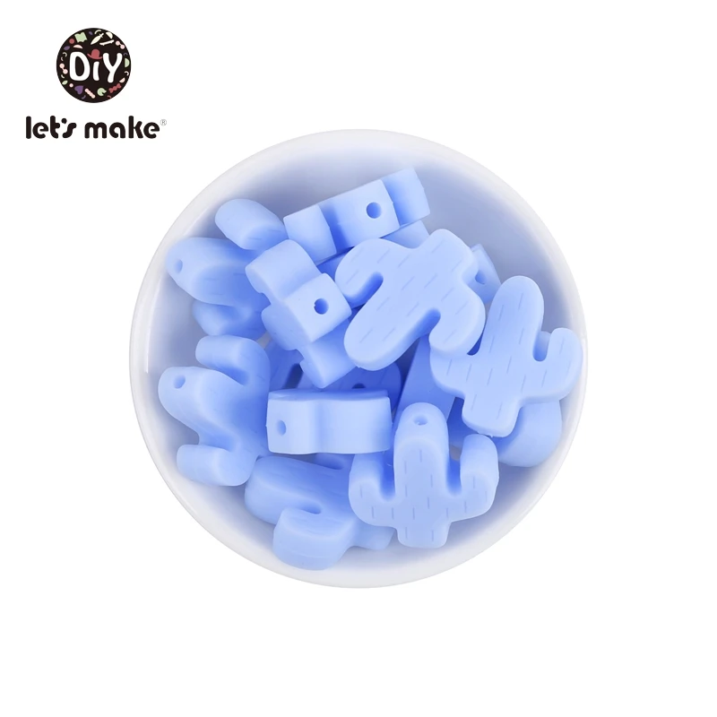 cactus candy blue Let's Make 5 шт Силиконовые Бусины без бисероплетения BPA пищевая бусина для прорезывания зубов DIY пустышка Каин кактус, лист Uicorn Baby Teether аксессуары - Цвет: cactus candy blue