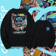 Little devil impresso manga longa t shirts masculinas para jovens estudantes harajuku hoodie