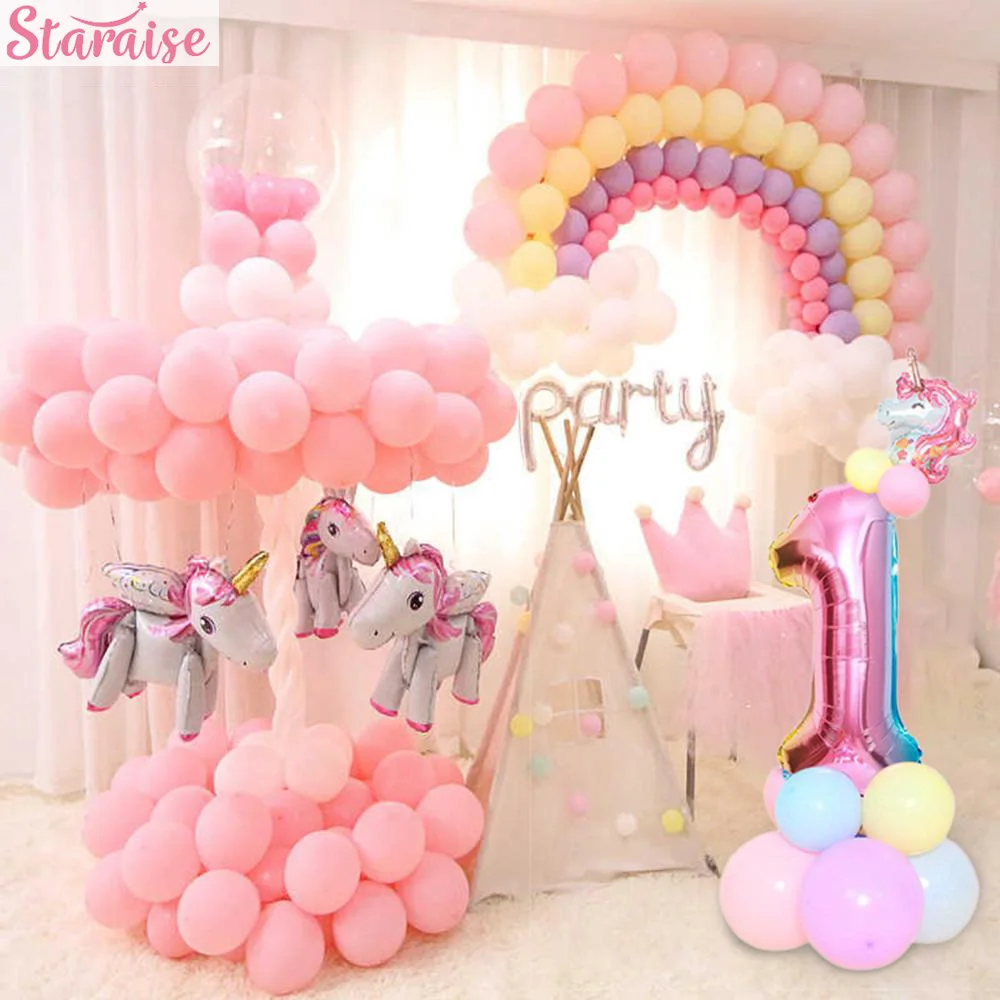 

Macaron Figure Birthday Balloons Unicorn Party Decor Unicorn Foil Ballon Number Baloon 1st Birthday Party Decor Kids Baby Shower