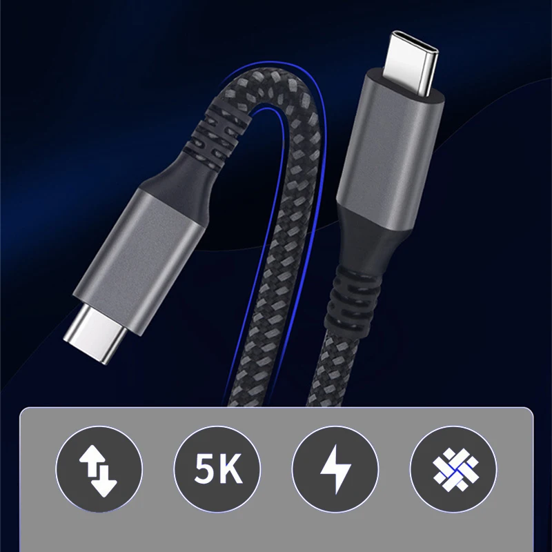 Usb Thunderbolt Cabo 40gbps 5k 60hz Transferência de Dados Usb-c pd 100w tipo c Carregador para Macbook m1 Mac Studio Display - Image 3