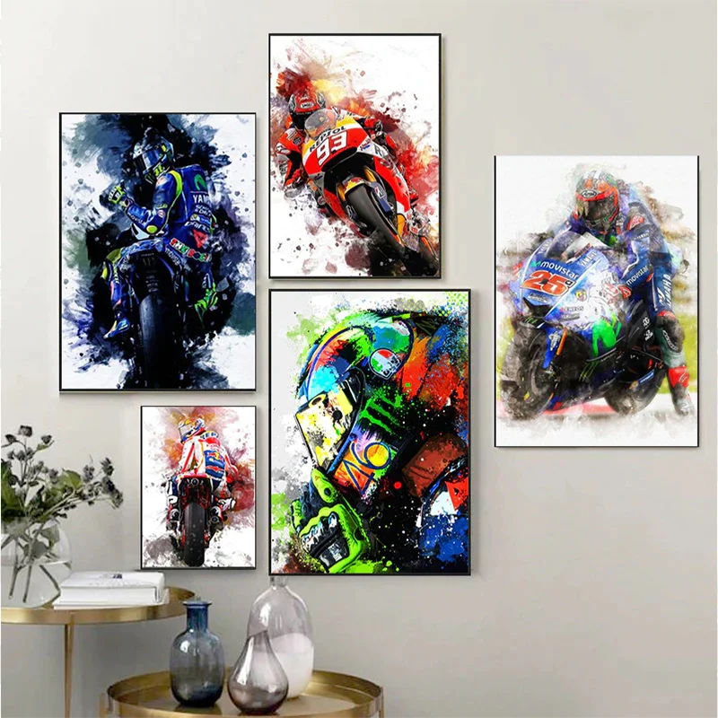 Tableau Toile Abstrait Honda Repsol Moto - Impression Sur Toile Encadrée, Neuf