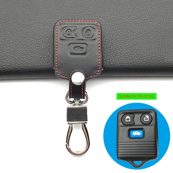 

Latest fashion 100% leather car key cover remote control for Ford 3 buttons car smart key case auto accessories