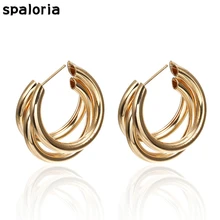 Spaloria, панк, золотые, серебряные, круглые серьги-кольца для женщин, толстое кольцо, массивные Серьги Brincos, женские модные ювелирные изделия