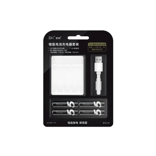 battery kits Xiaomi ZMI ZI7 ZI5 AAA 700mAh AA 1800mAh 1,2 V перезаряжаемый Ni-MH аккумулятор и зарядное устройство для AA и AAA - Цвет: battery kits