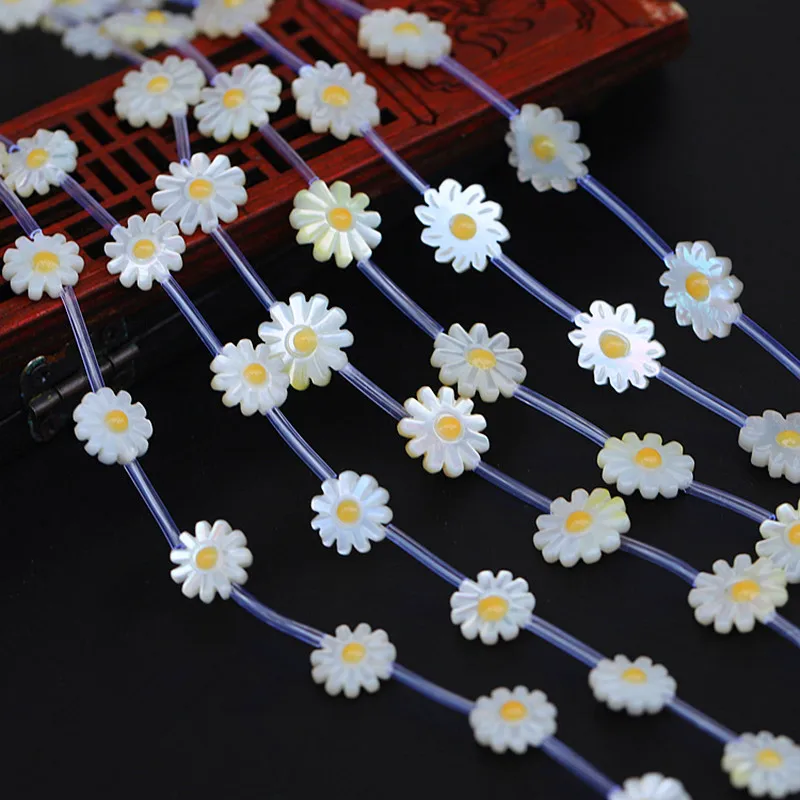 

10Pcs/lot 10/12/13MM Natural Mother Of Pearl Shell Beads Daisy Flower Shell Beads For Women Making DIY Necklace Bracelet Jewelry