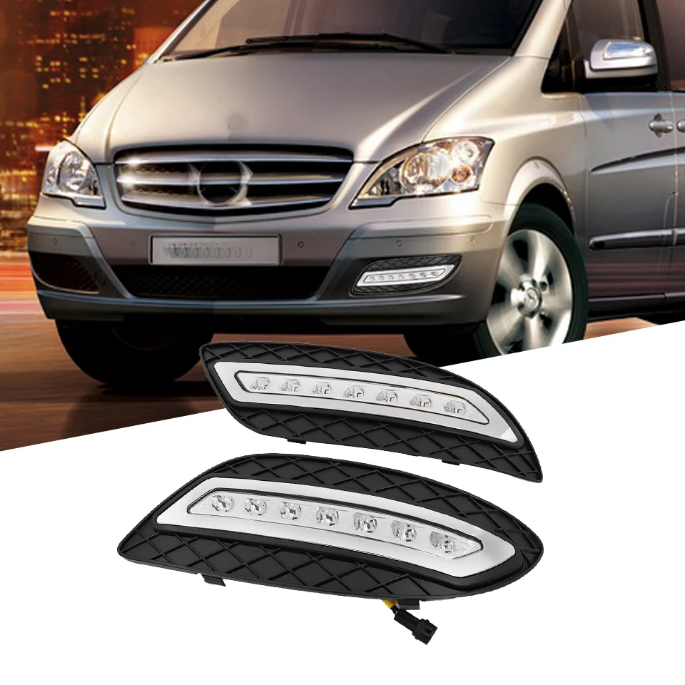 2 шт. 12 В светодиодный DRL Дневной ходовой светильник для Benz Viano 2011 2012 2013 противотуманная фара, декоративный светильник с сертификацией E4