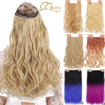 

TALANG Synthetic Long Curly High Temperature Fiber Wig Black Brown Hair Synthetic Natural Flip Chip in Hair Extensions