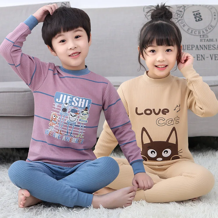 

Warm Quilted Suit CHILDREN'S Suit Hot Selling Home Wear Childrenswear Cartoon Thermal Underwear