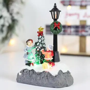Leuke Kerst Led Verlichte Huis Handgeschilderde Holiday Gift Scène Up Centerpieces Dorp Decoratie Licht Tafelblad D3C2