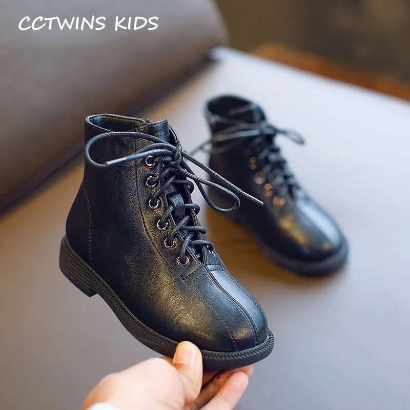 CCTWINS/детская обувь; коллекция года; Сезон Зима; Модные Черные Ботинки martin для малышей; детская обувь из искусственной кожи; ботильоны для маленьких девочек; FB1827