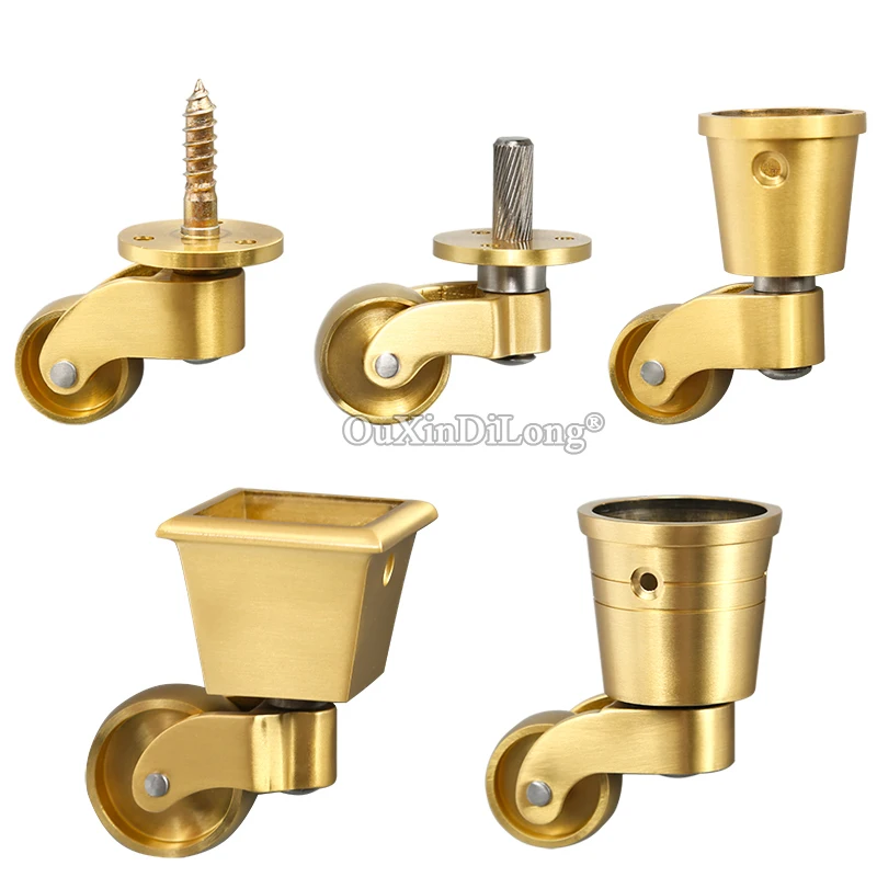 4PCS Small Universal Wheels Brass Sofa Furniture Casters Table Chair