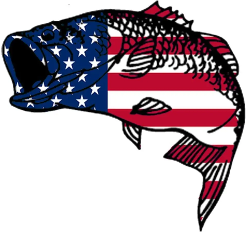 

Bass Fish USA Flag Sticker Decal Fishing Sticker Fish Patriotic United for Bumper Car Truck Boat RV Rod Tackle Box,7cm*7cm