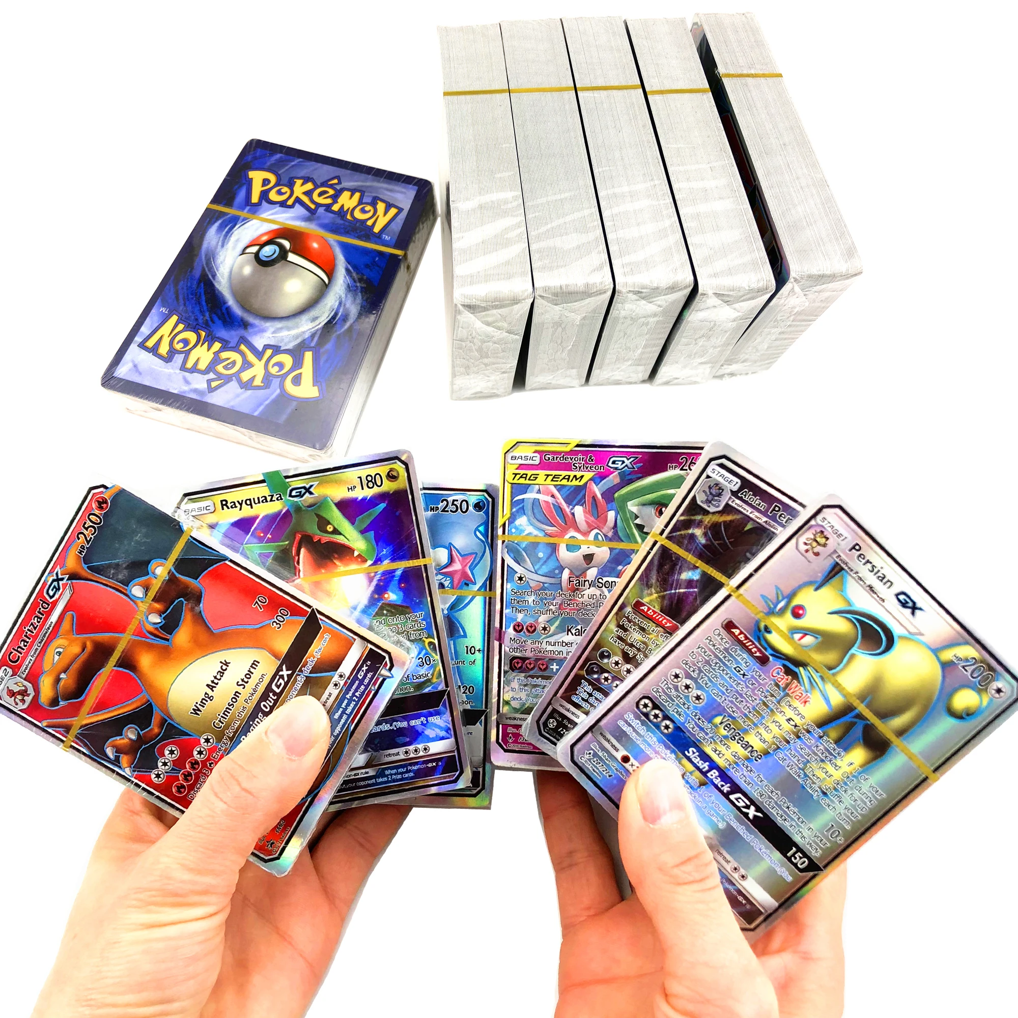 Juego de cartas GX MEGA brillante para niños, juego de cartas coleccionables Pokemon de batalla, 50-200 Uds.