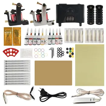 

Dual Motor Tattoo Machine Tool Set Tattoo Gun Needles Power Supply Cord Body Beauty Tools Kit for Beginner