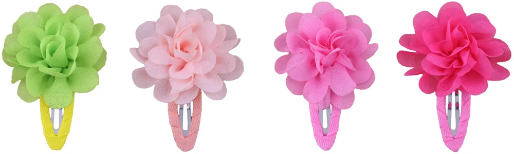 Детские шифоновые мини-заколки для девочек с цветочным орнаментом, BB зажим на боковой застежке, 20 цветов на выбор