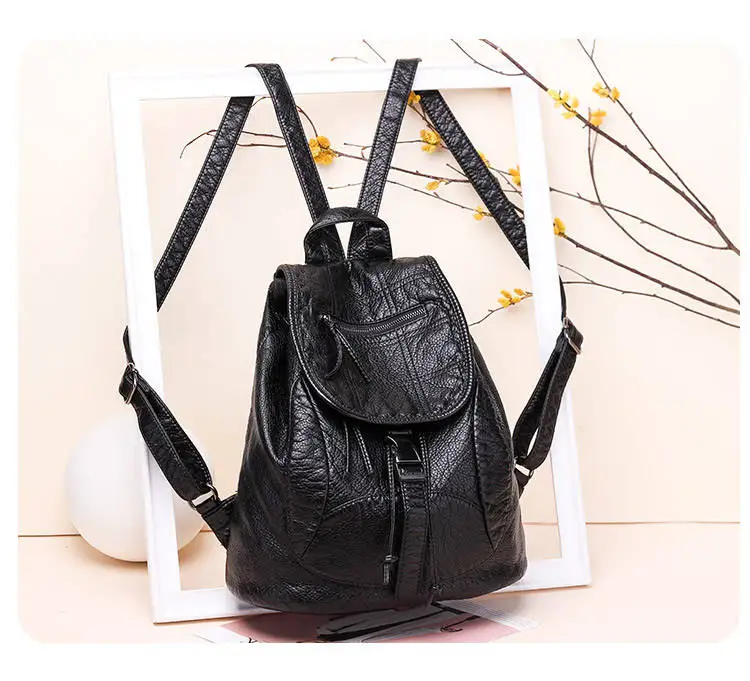 Большой женский кожаный рюкзак черный мягкий Pu рюкзак женский рюкзак сумка на шнурке большая Высококачественная