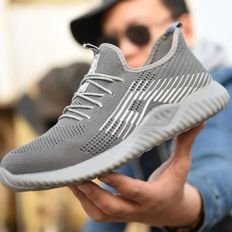 Buy Men Safety Steel Toe Shoes Mens Air Mesh Fashion Puncture Proof Boots Lightweight Summer Breathable Work Sneakers Shoe Male