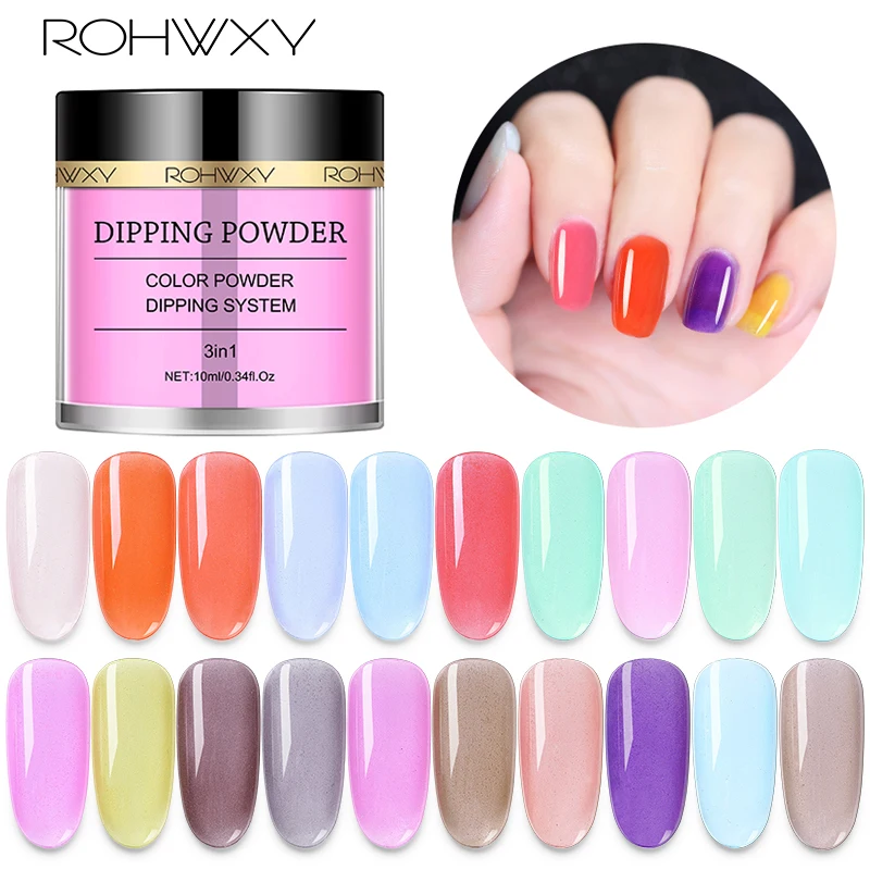 

ROHWXY Dipping Powder Nail Art Holographic Nail Glitter 20 Colors Gradient French Nail Dipping System Natural Dry Manicure Tools