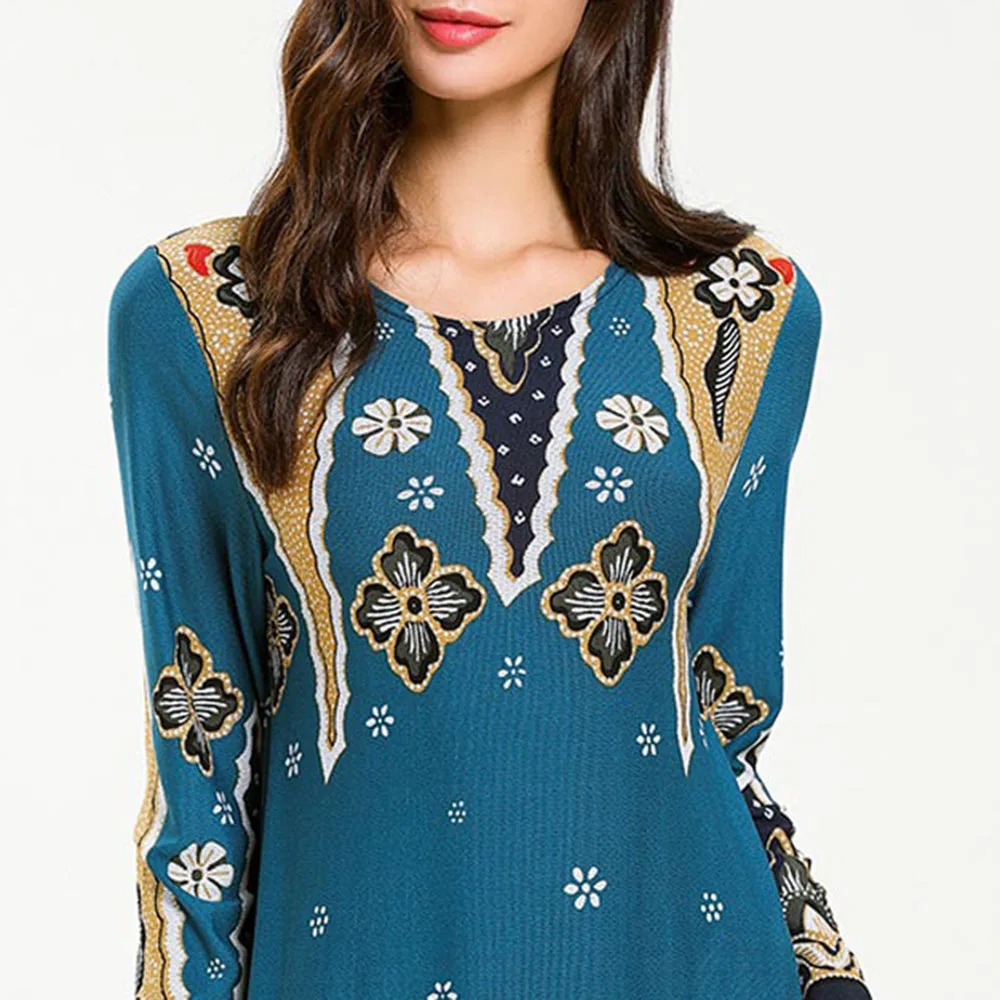 Женские модные вязаные платья большого размера с цветочным принтом в арабском мусульманском стиле, элегантные винтажные Этнические женские мусульманские халаты длиной до пола