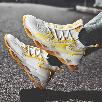 

male running shoes hollow soles breathable mesh men's casual shoes blade cushioning high elastic Zapatillas sports shoes