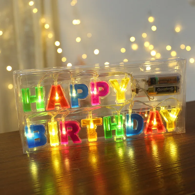 Гирлянда светодиодная с надписью Happy Birthday 1 5 м 10 шт. | Освещение